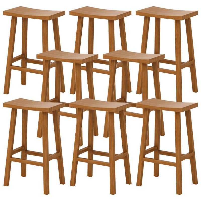 Coffee Shop Simple Wood Barstool Indoor Wood 4 Legs Bar Stool with Pedal Cherry Wood 8 Piece Set Clearhalo 'Bar Furniture' 'Bar Stools' 'bar_stools' 'furn' 'furn_bar_stools' 'Furniture' 'Kitchen & Dining Furniture' 5320078