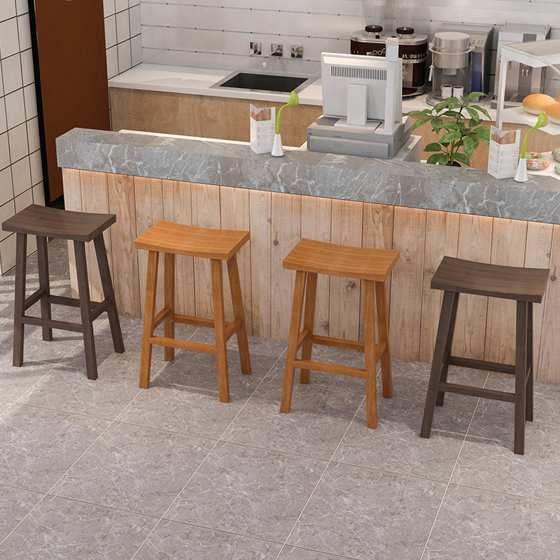 Coffee Shop Simple Wood Barstool Indoor Wood 4 Legs Bar Stool with Pedal Clearhalo 'Bar Furniture' 'Bar Stools' 'bar_stools' 'furn' 'furn_bar_stools' 'Furniture' 'Kitchen & Dining Furniture' 5320079
