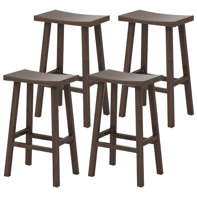 Coffee Shop Simple Wood Barstool Indoor Wood 4 Legs Bar Stool with Pedal Walnut 4 Piece Set Clearhalo 'Bar Furniture' 'Bar Stools' 'bar_stools' 'furn' 'furn_bar_stools' 'Furniture' 'Kitchen & Dining Furniture' 5320082