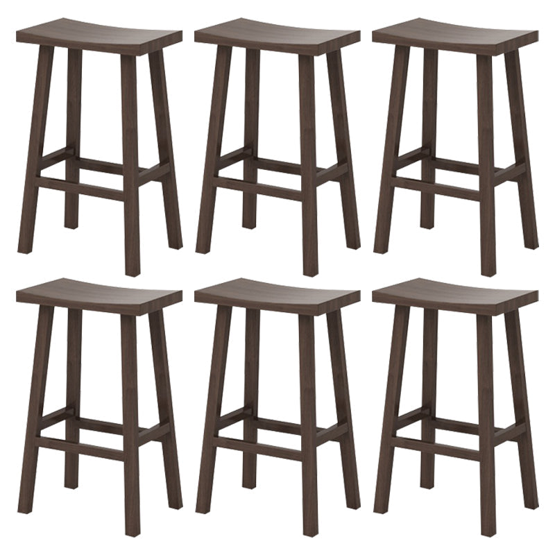 Coffee Shop Simple Wood Barstool Indoor Wood 4 Legs Bar Stool with Pedal Walnut 6 Piece Set Clearhalo 'Bar Furniture' 'Bar Stools' 'bar_stools' 'furn' 'furn_bar_stools' 'Furniture' 'Kitchen & Dining Furniture' 5320083