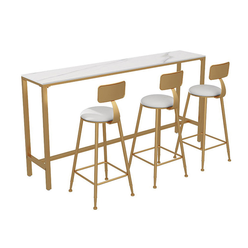 1/2/4 Piece Glam Matte Finish Pub Dining Set Sintered Stone Bar Table Set 4 Pieces: Table, 3 White Chairs Clearhalo 'Bar Furniture' 'furn' 'furn_home_bar_bar_sets' 'Furniture' 'Home Bars & Bar Sets' 'home_bar_bar_sets' 'Kitchen & Dining Furniture' 5320104