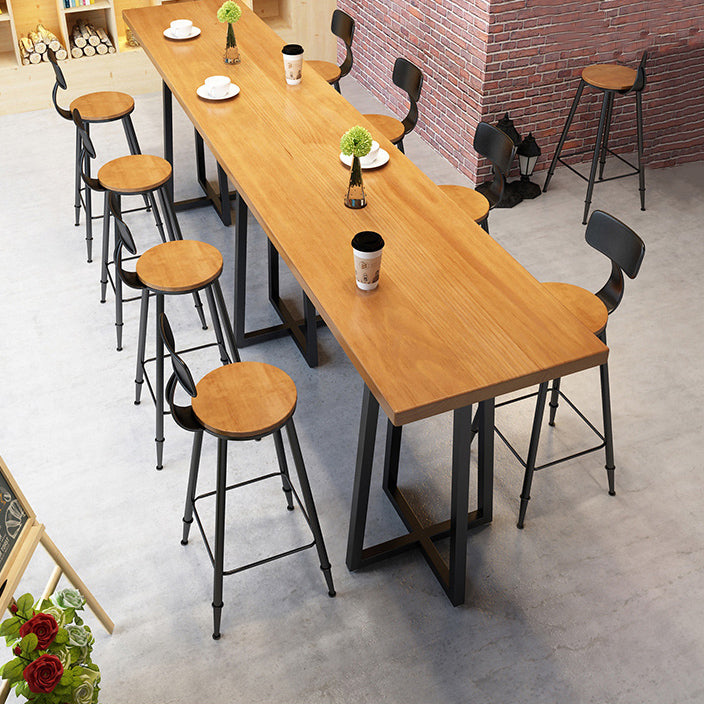 Industrial 1/9 Pieces Bar Table Set Rectangle Pine Wood Counter Table with High Stools Clearhalo 'Bar Furniture' 'furn' 'furn_home_bar_bar_sets' 'Furniture' 'Home Bars & Bar Sets' 'home_bar_bar_sets' 'Kitchen & Dining Furniture' 5320130