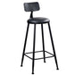 Industrial 1/9 Pieces Bar Table Set Rectangle Pine Wood Counter Table with High Stools Black-Brown 30"H Stool (Single) Clearhalo 'Bar Furniture' 'furn' 'furn_home_bar_bar_sets' 'Furniture' 'Home Bars & Bar Sets' 'home_bar_bar_sets' 'Kitchen & Dining Furniture' 5320133