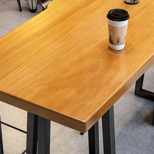 Industrial 1/9 Pieces Bar Table Set Rectangle Pine Wood Counter Table with High Stools Clearhalo 'Bar Furniture' 'furn' 'furn_home_bar_bar_sets' 'Furniture' 'Home Bars & Bar Sets' 'home_bar_bar_sets' 'Kitchen & Dining Furniture' 5320136