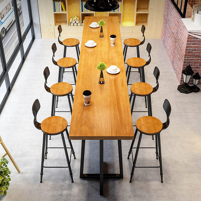 Industrial 1/9 Pieces Bar Table Set Rectangle Pine Wood Counter Table with High Stools Clearhalo 'Bar Furniture' 'furn' 'furn_home_bar_bar_sets' 'Furniture' 'Home Bars & Bar Sets' 'home_bar_bar_sets' 'Kitchen & Dining Furniture' 5320141
