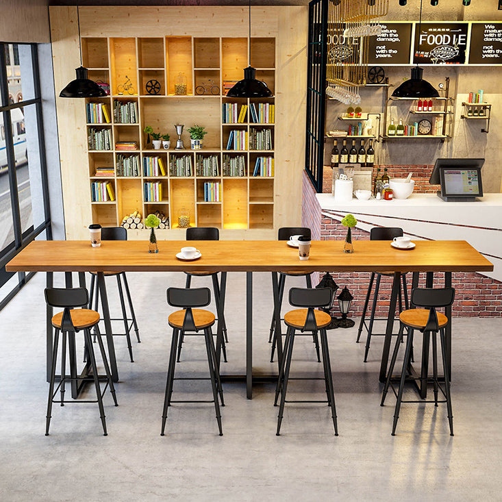 Industrial 1/9 Pieces Bar Table Set Rectangle Pine Wood Counter Table with High Stools Clearhalo 'Bar Furniture' 'furn' 'furn_home_bar_bar_sets' 'Furniture' 'Home Bars & Bar Sets' 'home_bar_bar_sets' 'Kitchen & Dining Furniture' 5320142