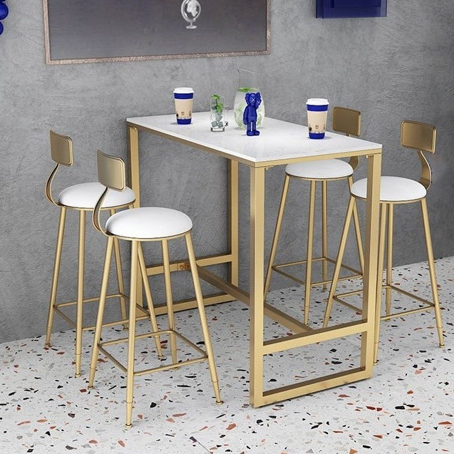 1/3/5 stuks glamour ijzeren staaf tafel set witte faux marmeren top bistro set met voetsteun