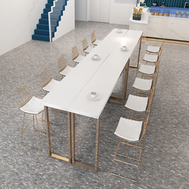 Glam 1/4/7 Pieces Bar Table Set Rectangle Stone Counter Table with High Stools Clearhalo 'Bar Furniture' 'furn' 'furn_home_bar_bar_sets' 'Furniture' 'Home Bars & Bar Sets' 'home_bar_bar_sets' 'Kitchen & Dining Furniture' 5320210