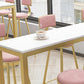 1/5/9 pièces Glam Glam Iron Bar Table Recangle Recangle Bistro en marbre Faux White avec repose-pieds