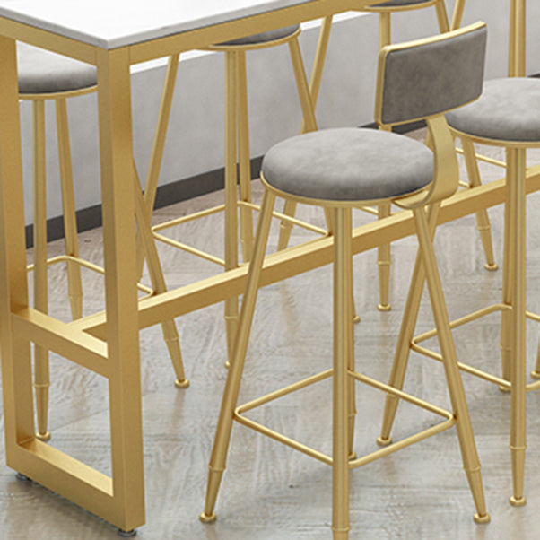 1/5/9 pièces Glam Glam Iron Bar Table Recangle Recangle Bistro en marbre Faux White avec repose-pieds