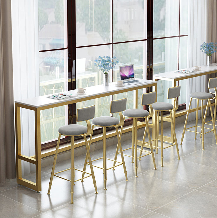 1/5/9 pièces Glam Glam Iron Bar Table Recangle Recangle Bistro en marbre Faux White avec repose-pieds