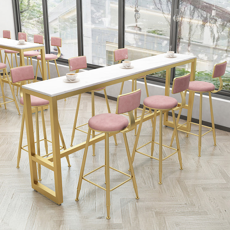 1/5/9 pièces Glam Glam Iron Bar Table Recangle Recangle Bistro en marbre Faux White avec repose-pieds