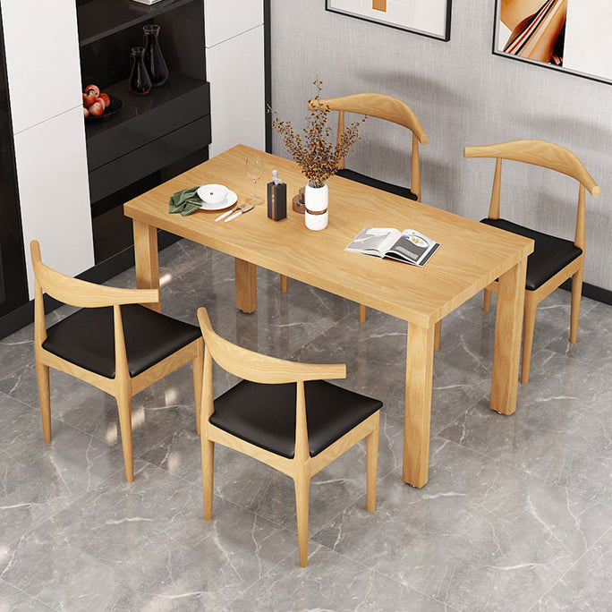 Set da tavolo da pranzo tradizionale Set da pranzo rettangolare in legno massello naturale da 1/2/5 pezzi