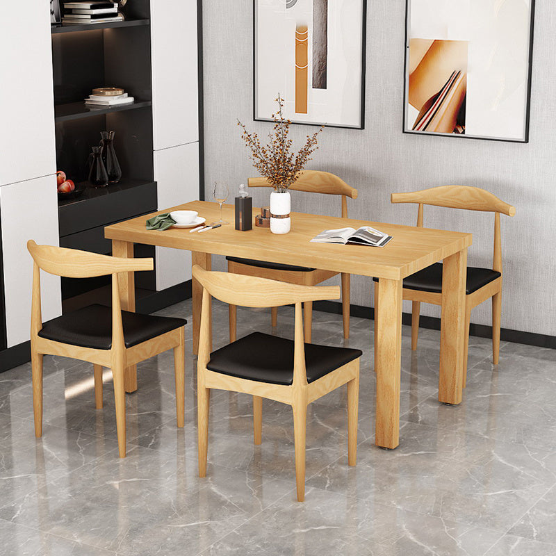 Set da tavolo da pranzo tradizionale Set da pranzo rettangolare in legno massello naturale da 1/2/5 pezzi