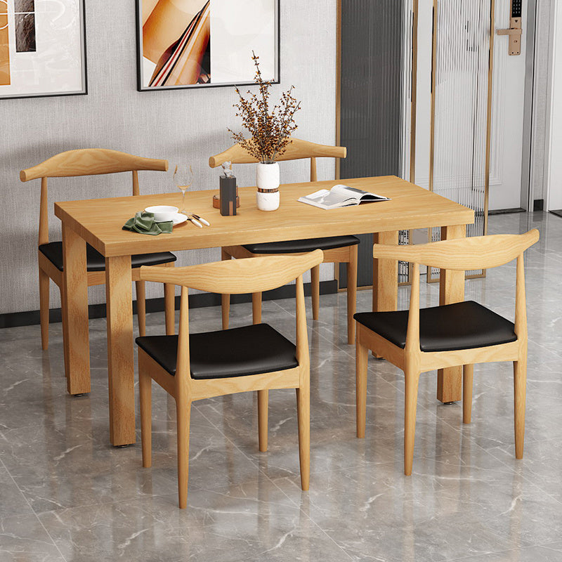 Set da tavolo da pranzo tradizionale Set da pranzo rettangolare in legno massello naturale da 1/2/5 pezzi