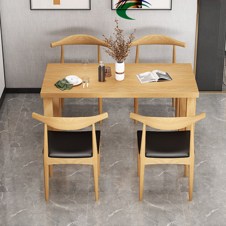 Set da tavolo da pranzo tradizionale Set da pranzo rettangolare in legno massello naturale da 1/2/5 pezzi