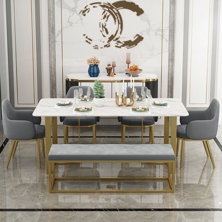 モダンなベルベットの椅子とベンチセット1/2/6/7ピースホームダイニングテーブルセット