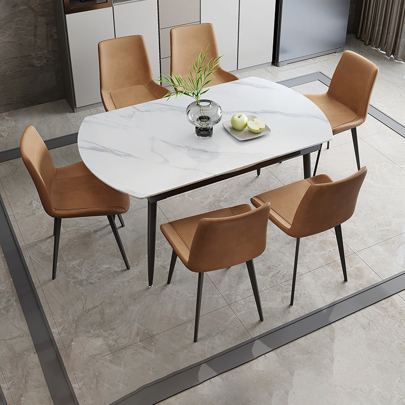 Contemporary Style Round Dining Table Set 1/4/6/7 Pieces Sintered Stone Dining Set Clearhalo 'Dining Room Sets' 'Dining Tables & Seating' 'dining_room_set' 'furn' 'furn_dining_room_set' 'Furniture' 'Kitchen & Dining Furniture' 5320302
