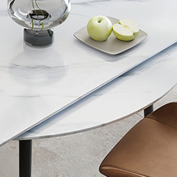 Contemporary Style Round Dining Table Set 1/4/6/7 Pieces Sintered Stone Dining Set Clearhalo 'Dining Room Sets' 'Dining Tables & Seating' 'dining_room_set' 'furn' 'furn_dining_room_set' 'Furniture' 'Kitchen & Dining Furniture' 5320306
