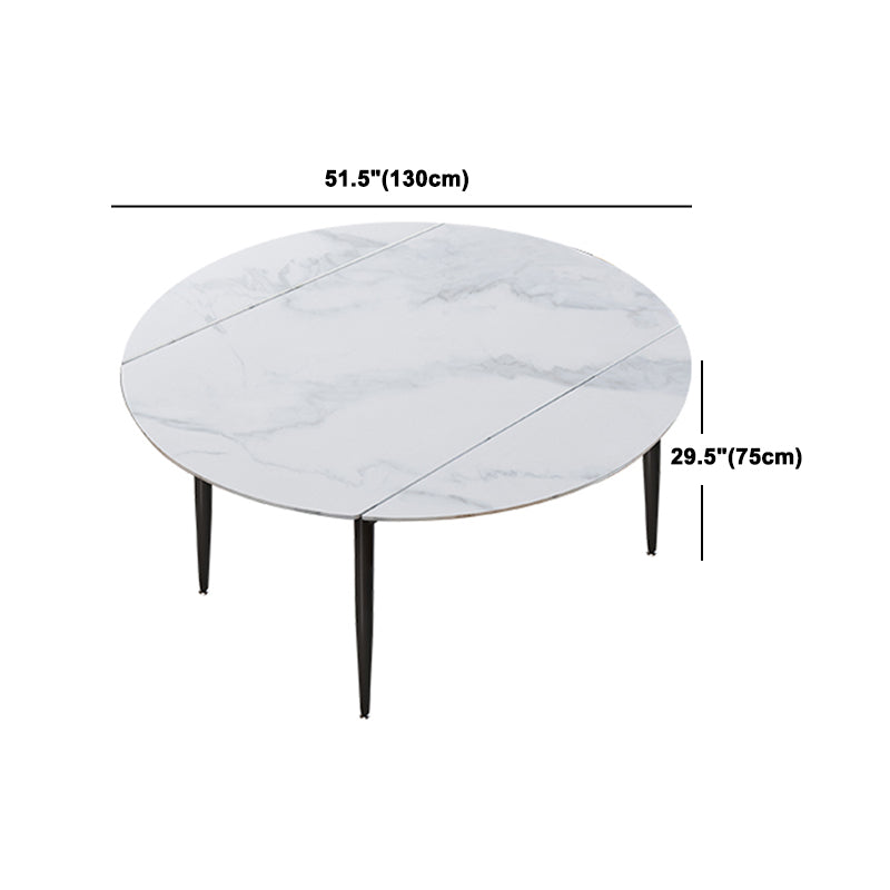 Contemporary Style Round Dining Table Set 1/4/6/7 Pieces Sintered Stone Dining Set Clearhalo 'Dining Room Sets' 'Dining Tables & Seating' 'dining_room_set' 'furn' 'furn_dining_room_set' 'Furniture' 'Kitchen & Dining Furniture' 5320311