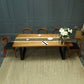 Indoor Industrial Dinette Set 1/2/5/7 Pieces Solid Wood and Metal Table Set 6 Pieces: Table, 5 Chairs Clearhalo 'Dining Room Sets' 'Dining Tables & Seating' 'dining_room_set' 'furn' 'furn_dining_room_set' 'Furniture' 'Kitchen & Dining Furniture' 5320313