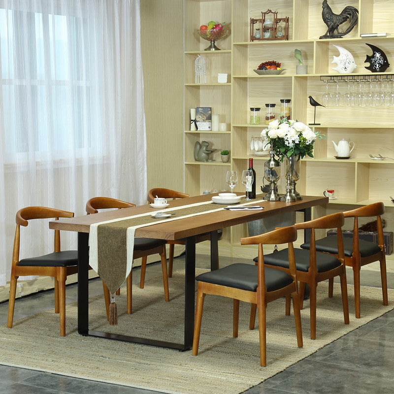 Indoor Industrial Dinette Set 1/2/5/7 Pieces Solid Wood and Metal Table Set Clearhalo 'Dining Room Sets' 'Dining Tables & Seating' 'dining_room_set' 'furn' 'furn_dining_room_set' 'Furniture' 'Kitchen & Dining Furniture' 5320318