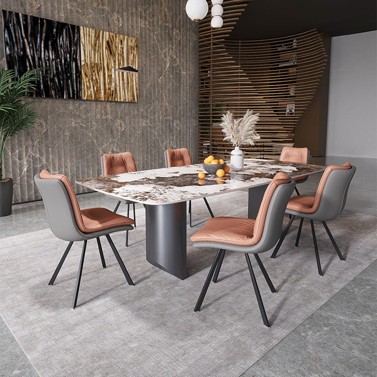 Sintered Stone Dining Table Set 1/4/5/7 Pieces Rectangle Contemporary Dining Set Clearhalo 'Dining Room Sets' 'Dining Tables & Seating' 'dining_room_set' 'furn' 'furn_dining_room_set' 'Furniture' 'Kitchen & Dining Furniture' 5320339