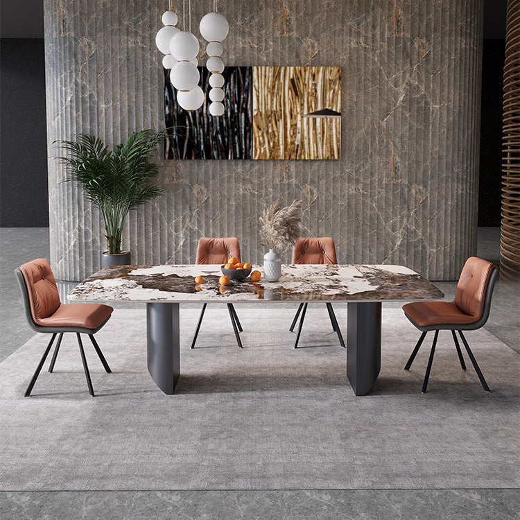 Sintered Stone Dining Table Set 1/4/5/7 Pieces Rectangle Contemporary Dining Set 5 Pieces: Table, 4 Chairs Clearhalo 'Dining Room Sets' 'Dining Tables & Seating' 'dining_room_set' 'furn' 'furn_dining_room_set' 'Furniture' 'Kitchen & Dining Furniture' 5320342