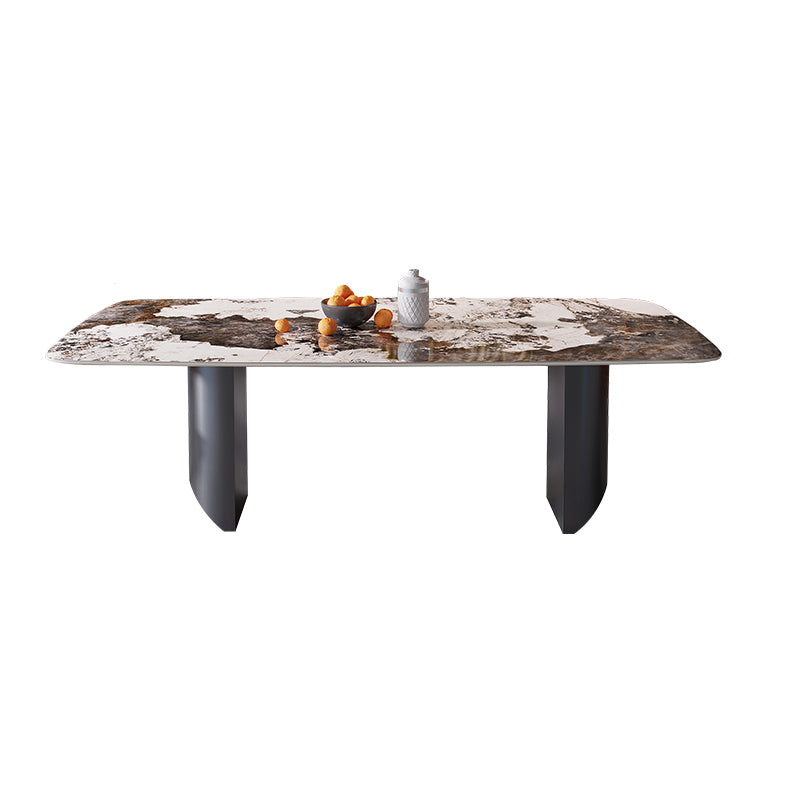 Sintered Stone Dining Table Set 1/4/5/7 Pieces Rectangle Contemporary Dining Set Gold 71"L x 35"W Clearhalo 'Dining Room Sets' 'Dining Tables & Seating' 'dining_room_set' 'furn' 'furn_dining_room_set' 'Furniture' 'Kitchen & Dining Furniture' 5320344