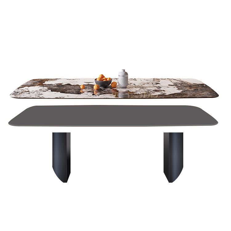 Sintered Stone Dining Table Set 1/4/5/7 Pieces Rectangle Contemporary Dining Set Clearhalo 'Dining Room Sets' 'Dining Tables & Seating' 'dining_room_set' 'furn' 'furn_dining_room_set' 'Furniture' 'Kitchen & Dining Furniture' 5320347