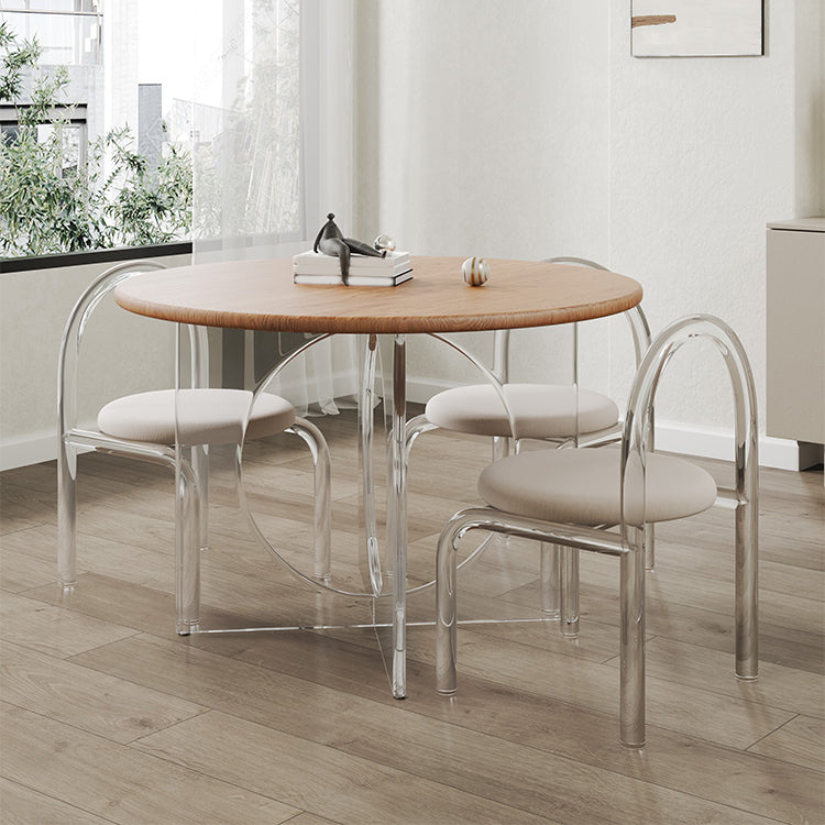 Modern 1/2/3/4/5 Pieces Dining Set Round Wood Dining Table for Dining Room 4 Pieces: Table, 3 Chairs Clearhalo 'Dining Room Sets' 'Dining Tables & Seating' 'dining_room_set' 'furn' 'furn_dining_room_set' 'Furniture' 'Kitchen & Dining Furniture' 5320355