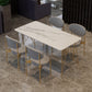Glam Stone Top Dining Table Set 1/2/5 Pieces Rectangle White Indoor Dinette Set 5 Pieces: Table, 4 Chairs Clearhalo 'Dining Room Sets' 'Dining Tables & Seating' 'dining_room_set' 'furn' 'furn_dining_room_set' 'Furniture' 'Kitchen & Dining Furniture' 5320368