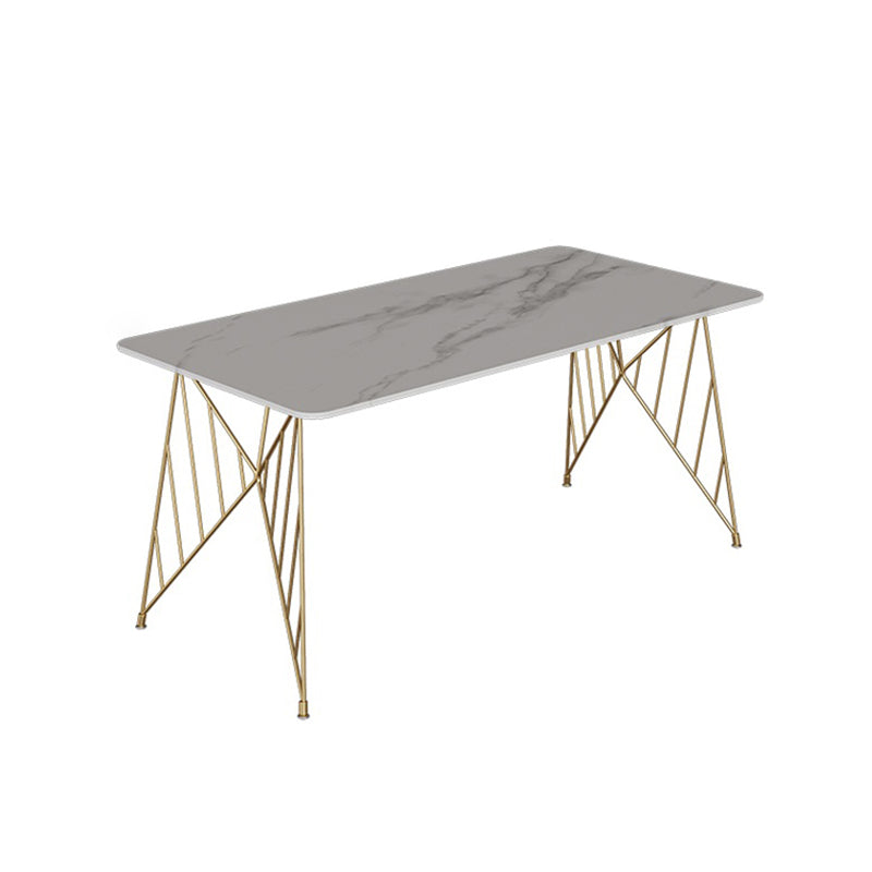 Glam Stone Top Dining Table Set 1/2/5 Pieces Rectangle White Indoor Dinette Set White 70.9"L x 35.4"W Clearhalo 'Dining Room Sets' 'Dining Tables & Seating' 'dining_room_set' 'furn' 'furn_dining_room_set' 'Furniture' 'Kitchen & Dining Furniture' 5320369