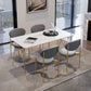 Glam Stone Top Dining Table Set 1/2/5 Pieces Rectangle White Indoor Dinette Set Clearhalo 'Dining Room Sets' 'Dining Tables & Seating' 'dining_room_set' 'furn' 'furn_dining_room_set' 'Furniture' 'Kitchen & Dining Furniture' 5320371