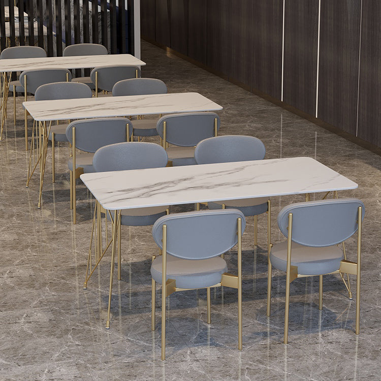 Glam Stone Top Dining Table Set 1/2/5 Pieces Rectangle White Indoor Dinette Set Clearhalo 'Dining Room Sets' 'Dining Tables & Seating' 'dining_room_set' 'furn' 'furn_dining_room_set' 'Furniture' 'Kitchen & Dining Furniture' 5320373