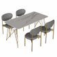 Glam Stone Top Dining Table Set 1/2/5 Pieces Rectangle White Indoor Dinette Set Clearhalo 'Dining Room Sets' 'Dining Tables & Seating' 'dining_room_set' 'furn' 'furn_dining_room_set' 'Furniture' 'Kitchen & Dining Furniture' 5320378
