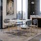 Glam Stone Top Dining Table Set 1/2/5 Pieces Rectangle White Indoor Dinette Set Clearhalo 'Dining Room Sets' 'Dining Tables & Seating' 'dining_room_set' 'furn' 'furn_dining_room_set' 'Furniture' 'Kitchen & Dining Furniture' 5320383