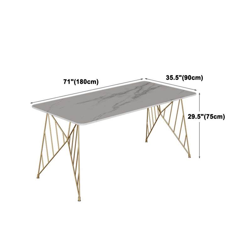 Glam Stone Top Dining Table Set 1/2/5 Pieces Rectangle White Indoor Dinette Set Clearhalo 'Dining Room Sets' 'Dining Tables & Seating' 'dining_room_set' 'furn' 'furn_dining_room_set' 'Furniture' 'Kitchen & Dining Furniture' 5320389