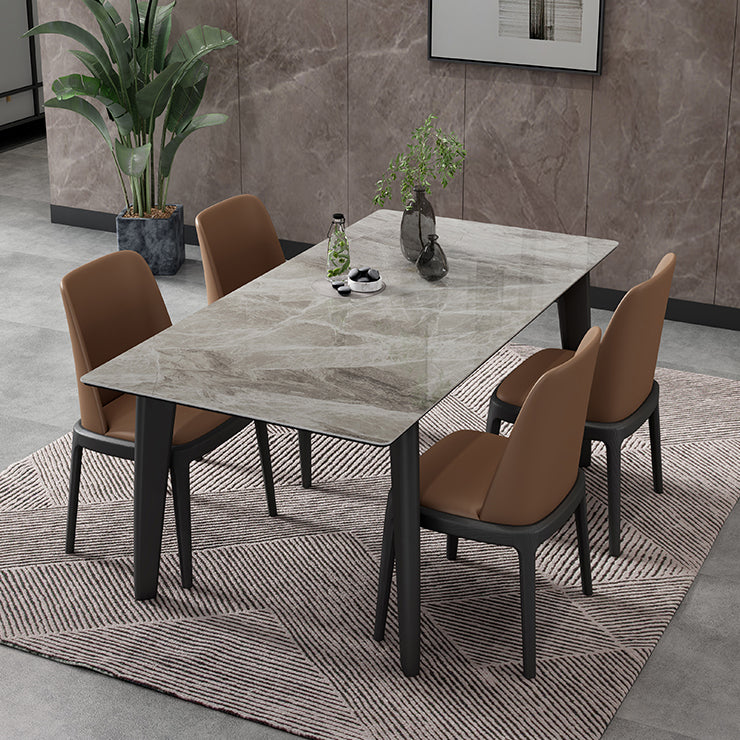 Modern Sintered Stone Rectangle Table Set 1/4/5/7 Pieces Dining Set 5 Pieces: Table, 4 Chairs Clearhalo 'Dining Room Sets' 'Dining Tables & Seating' 'dining_room_set' 'furn' 'furn_dining_room_set' 'Furniture' 'Kitchen & Dining Furniture' 5320391