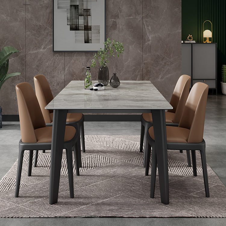 Modern Sintered Stone Rectangle Table Set 1/4/5/7 Pieces Dining Set Clearhalo 'Dining Room Sets' 'Dining Tables & Seating' 'dining_room_set' 'furn' 'furn_dining_room_set' 'Furniture' 'Kitchen & Dining Furniture' 5320395