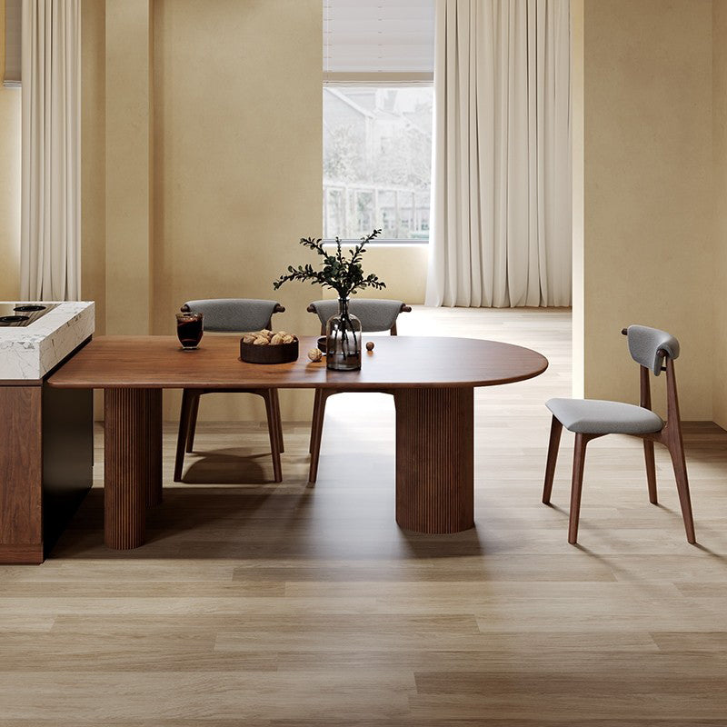 Table à manger en forme gratuite Couleur en bois de 3 jambes moderne Tableau fixe de bois massif