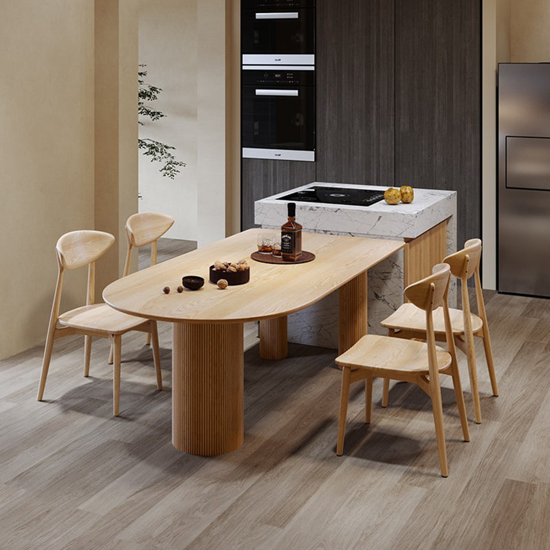 Table à manger en forme gratuite Couleur en bois de 3 jambes moderne Tableau fixe de bois massif