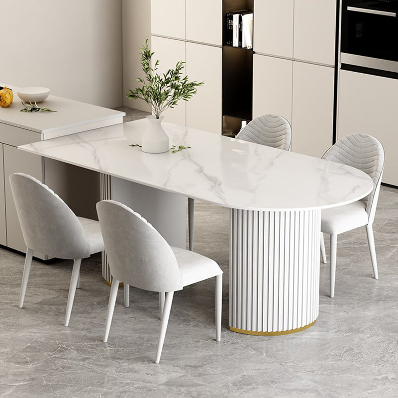 Mesa de comedor de doble pedestal contemporáneo muebles de comedor de piedra