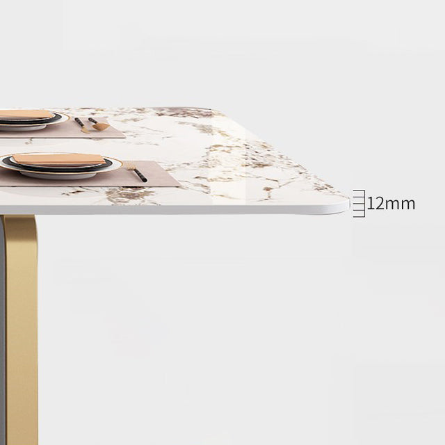 Table à manger de luxe traditionnelle table rectangle de pierre fritte avec cadre doré