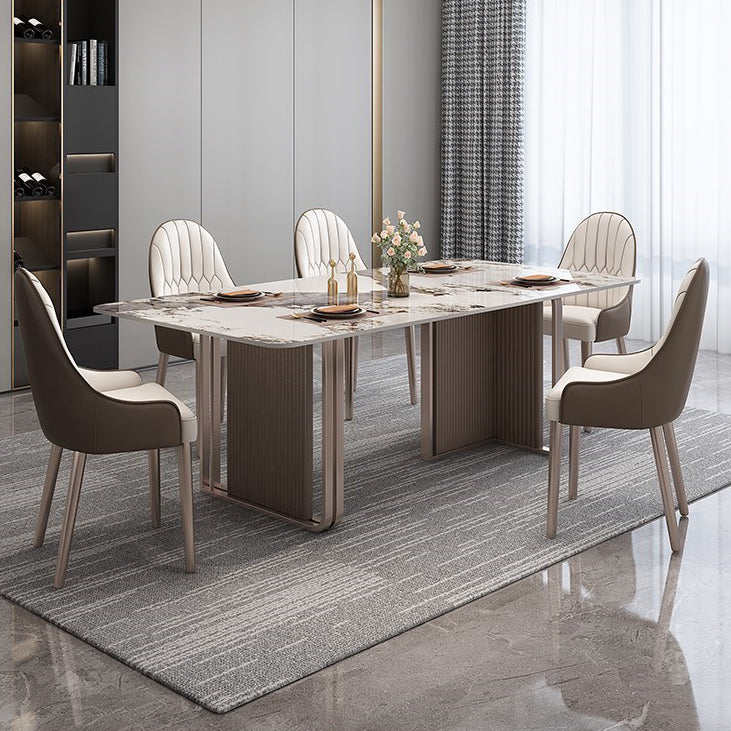 Table à manger de luxe traditionnelle table rectangle de pierre fritte avec cadre doré