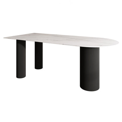 Contemporary Style Dining Table 3 Legs Dinette Table for Home Kitchen Black Without Chairs