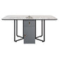 Foldable Sintered Stone Top Dining Table Modern Rectangle Table with Storage Trestle Base Clearhalo 'Dining Tables & Seating' 'Dining Tables' 'dining_table' 'furn' 'furn_dining_table' 'Furniture' 'Kitchen & Dining Furniture' 5320641