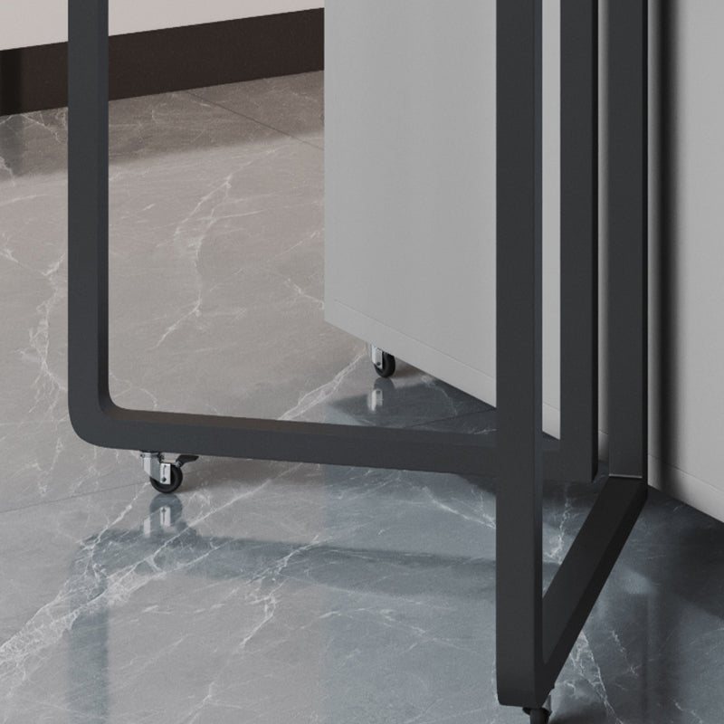 Foldable Sintered Stone Top Dining Table Modern Rectangle Table with Storage Trestle Base Clearhalo 'Dining Tables & Seating' 'Dining Tables' 'dining_table' 'furn' 'furn_dining_table' 'Furniture' 'Kitchen & Dining Furniture' 5320642