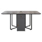 Foldable Sintered Stone Top Dining Table Modern Rectangle Table with Storage Trestle Base Gray Without Chairs Clearhalo 'Dining Tables & Seating' 'Dining Tables' 'dining_table' 'furn' 'furn_dining_table' 'Furniture' 'Kitchen & Dining Furniture' 5320646