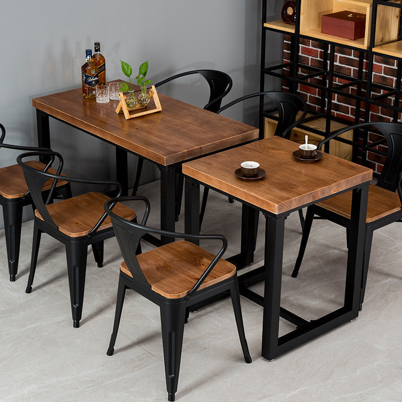Solid Wood Dining Table Industrial Brown Top Dining Table with Black Frame Clearhalo 'Dining Tables & Seating' 'Dining Tables' 'dining_table' 'furn' 'furn_dining_table' 'Furniture' 'Kitchen & Dining Furniture' 5320650